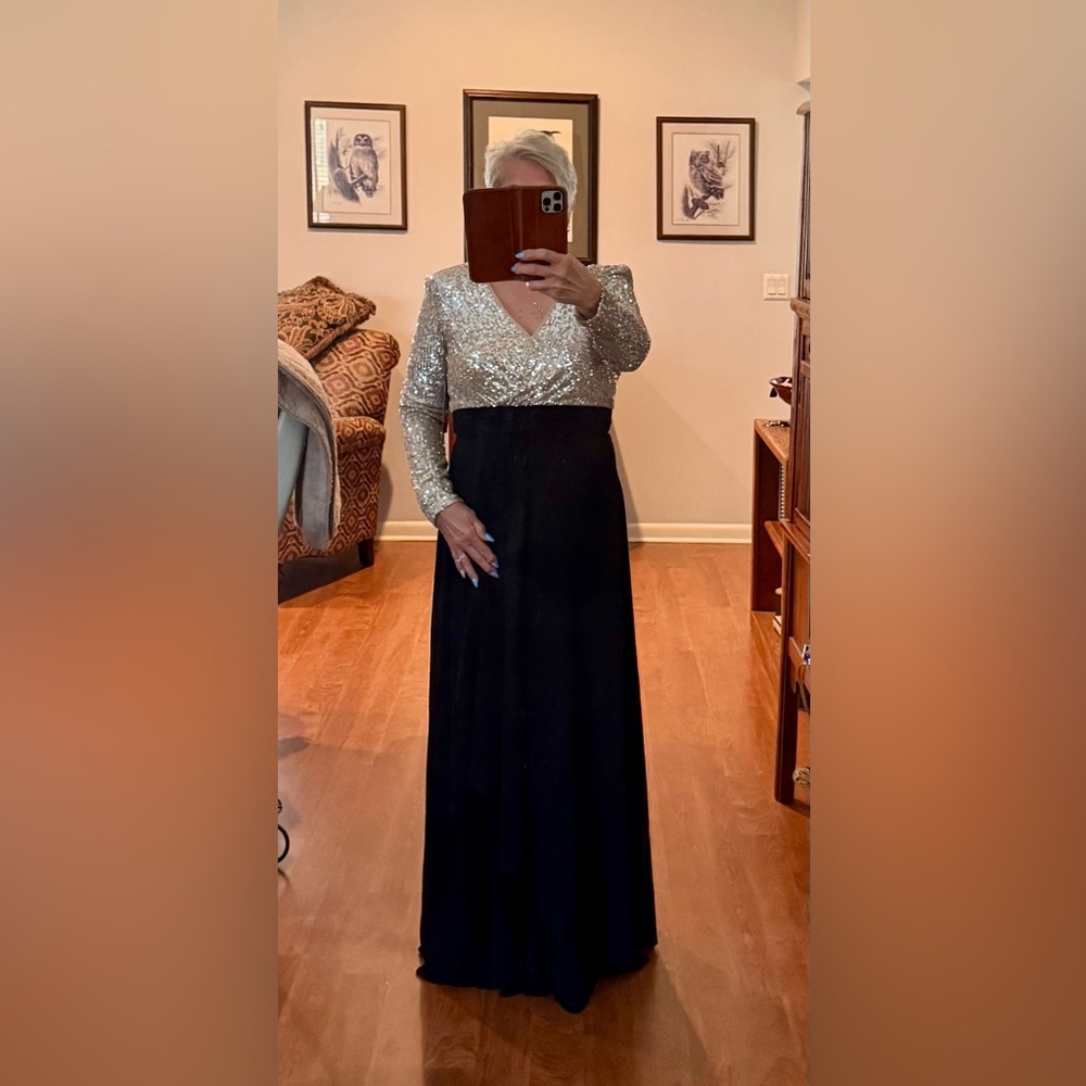 Black with Silver Sequins Formal Dress - Picture 3 of 7